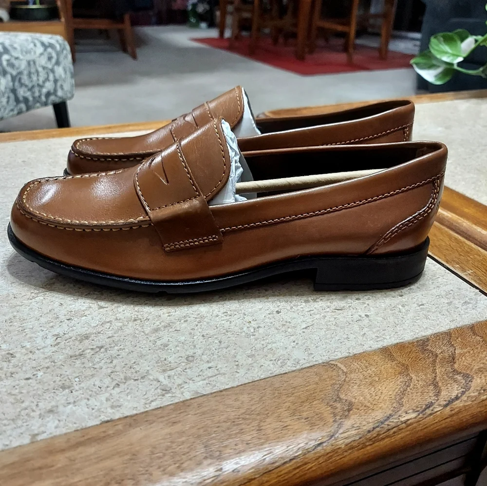 Men's Rockport Sutton Dress Slip On Penny Loafers Tan Size 6.5
